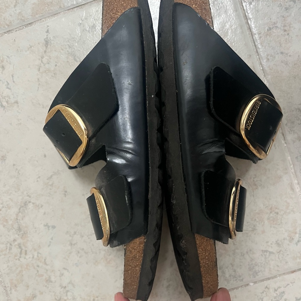 Size 39 - Birkenstock Arizona Big Buckle - Black Patent Leather Sandals - Picture 7 of 10